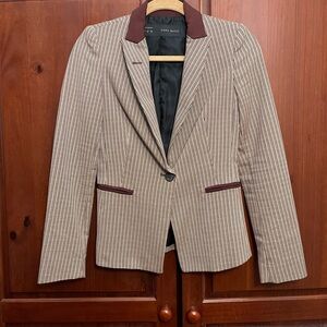 Zara Tan and Brown Patterned Blazer